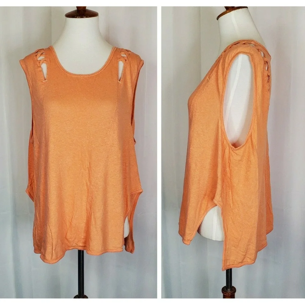 Free People | We The Free Linen Blend Tank Women's size Medium Orange